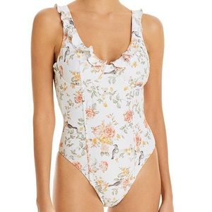 NWOT WeWoreWhat Ruffled Floral Toile One Piece